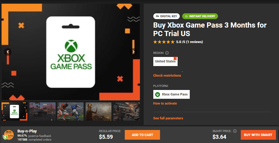 Xbox gamepass trial offer