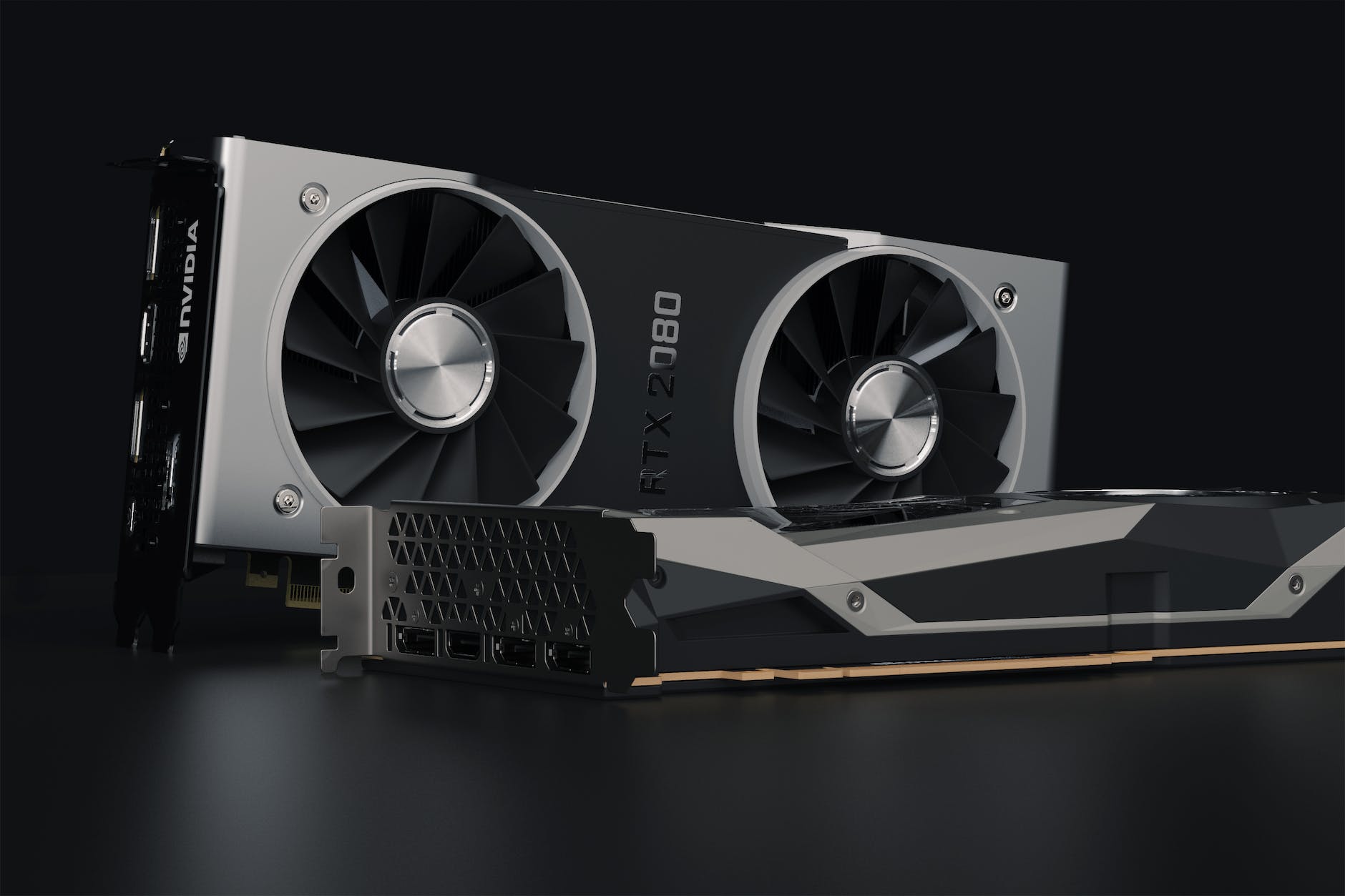 close up of a nvidia graphics card
