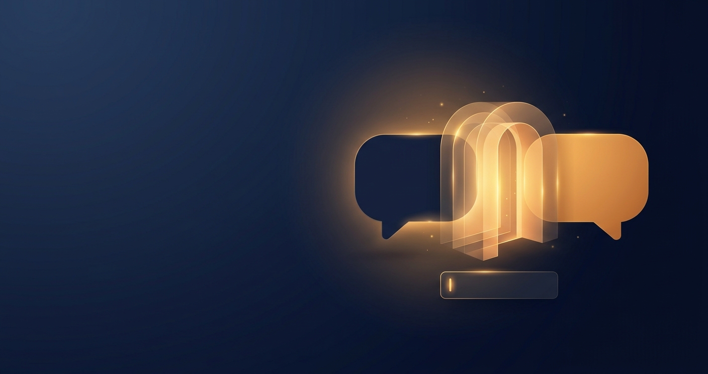 Two speech bubbles representing a first conversation with Claude on the web